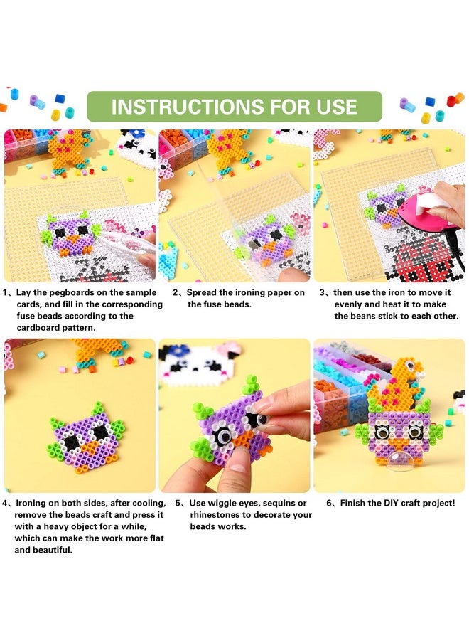 Augsun - Fuse Beads Kit For Kids 4600Pcs+ 24 Colors Crafting Melting Iron Beads Set With 2 Pegboards 15 Patterns Ironing Paper & Wiggle Eyes Accessories For Boys Girls Craft Making - Image 1