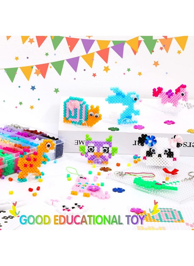 Augsun - Fuse Beads Kit For Kids 4600Pcs+ 24 Colors Crafting Melting Iron Beads Set With 2 Pegboards 15 Patterns Ironing Paper & Wiggle Eyes Accessories For Boys Girls Craft Making - Image 1