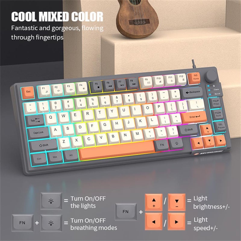 Wired Gaming Keyboard: 3 Color Options, Colourful Backlighting, MDA Height Ball Caps - 26-Key N-Key Rollover, Independent Volume Knob for PC Gaming Extended Typing - Image 3