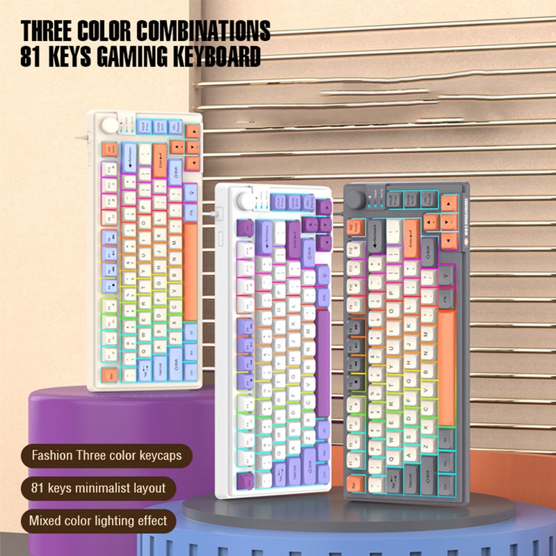 Wired Gaming Keyboard: 3 Color Options, Colourful Backlighting, MDA Height Ball Caps - 26-Key N-Key Rollover, Independent Volume Knob for PC Gaming Extended Typing - Image 5