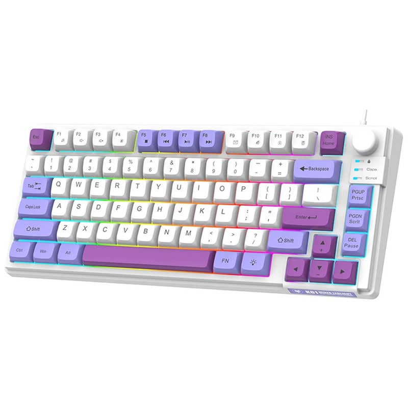 Wired Gaming Keyboard: 3 Color Options, Colourful Backlighting, MDA Height Ball Caps - 26-Key N-Key Rollover, Independent Volume Knob for PC Gaming Extended Typing - Image 1