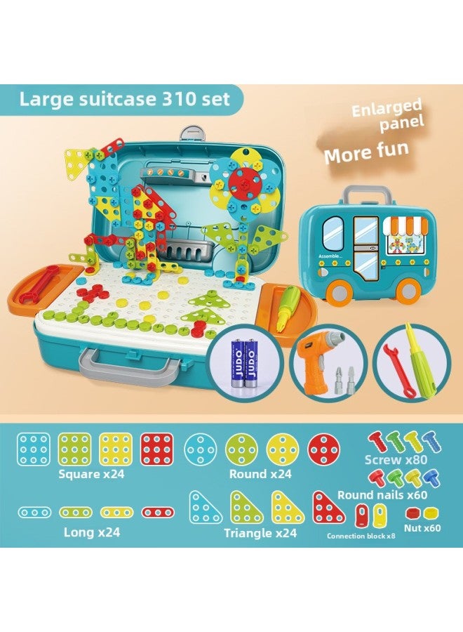 Children Twist Screws To Assemble Toy Toolbox Baby Hands-on Disassembly And Assembly Puzzle Boys Play House Toys-Color:【310 Pieces】 Large Panel Suitcase 3D Three-dimensional Plane (including Electri - Image 1