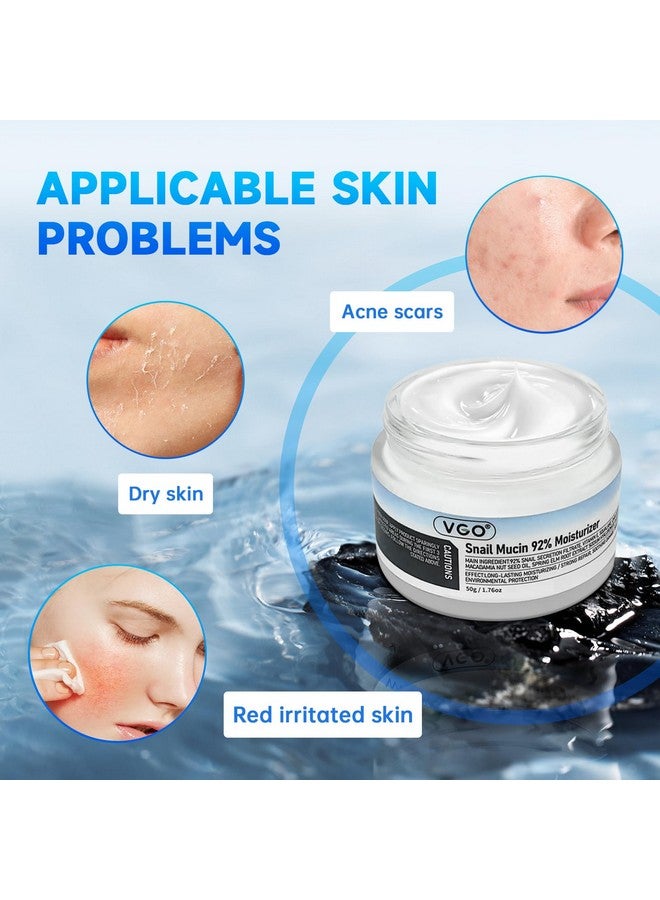VGO Snail Mucin 92% Moisturizer Daily Face Moisturizer Hydrating Repair Face Gel Cream For Dry & Sensitive Skin, All Skin Types 50G / 1.76Oz  - Image 2