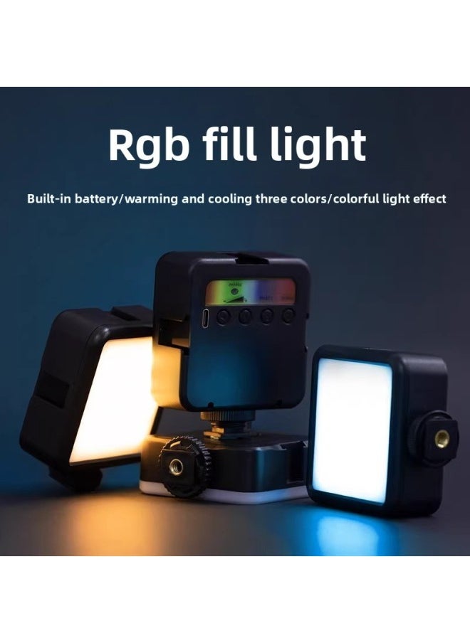 Generic - Mini Portable Fill Light RGB Full Color Selfie Phone Camera Pocket Led Small Vlog Handheld Soft Light-Specifications:No. 24 [RGB Full Color] Fill Light Desktop Bracket Hot Boots A Word Clip Small Pan-tilt - Image 1