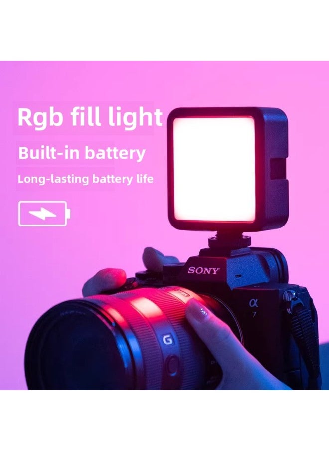 Generic - Mini Portable Fill Light RGB Full Color Selfie Phone Camera Pocket Led Small Vlog Handheld Soft Light-Specifications:No. 24 [RGB Full Color] Fill Light Desktop Bracket Hot Boots A Word Clip Small Pan-tilt - Image 1