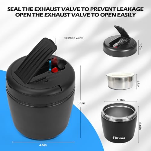 TTrpuon 40oz Insulated Lunch Thermo for Adults, Stainless Steel Hot Food Jar for Work, Leakproof Wide Mouth Soup Container with Folding Spoon(Ink Black) - Image 2