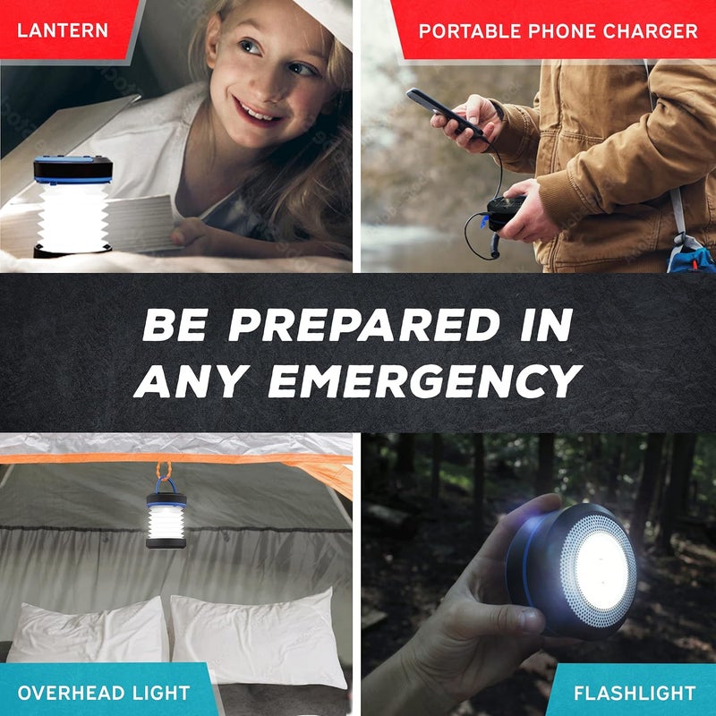 Kizen Outdoor Solar Lantern - Solar or Plug Rechargeable Lantern - Collapsible LED Light for Power Outages - Camping Essential Lamp for Tent Light, Hanging, or Flashlight - Image 5