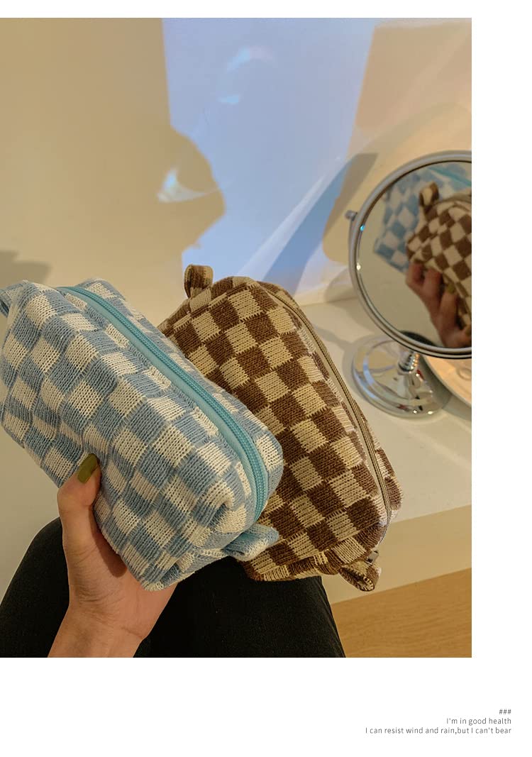 XPONNI Small Cosmetic Bag Cute Makeup Bag Y2k Accessories Aesthetic Make Up Bag Y2k Purse Cosmetic Bag for Purse (Blue) - Image 4