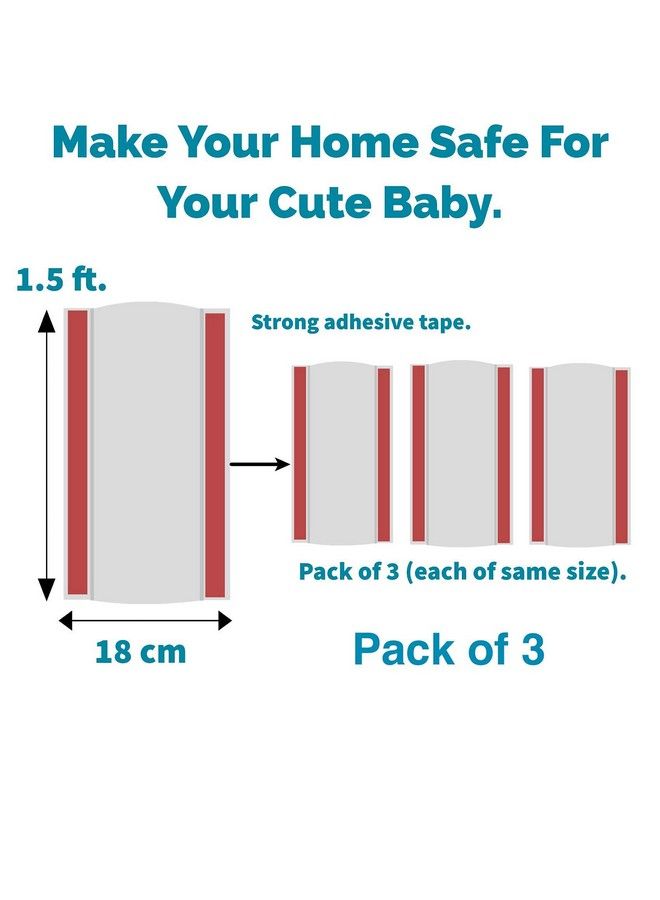 KidDough Baby Proofing Finger Pinch Door Guard For Kids ; Slamming Door Protection For Child Safety ; (Pack Of 3) Door Crack Protector ; Door Hinge Guard For Kids Child Babies. (Transparent) - Image 4