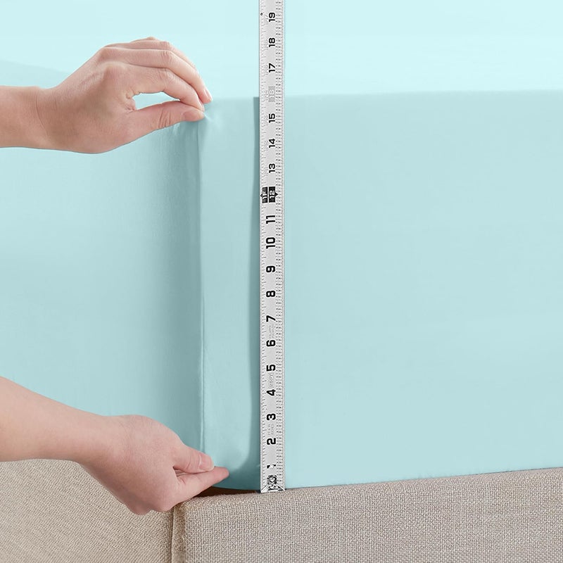 Empyrean Bedding Empyrean Queen Fitted Sheet  Ultra Soft Microfiber 110 GSM Deep Pocket Fitted Sheet Only  Moisture Wicking Fits 14 to 16 Inches  Shrinkage & Fade Resistant  Corner Straps  Light Baby Blue  - Image 3