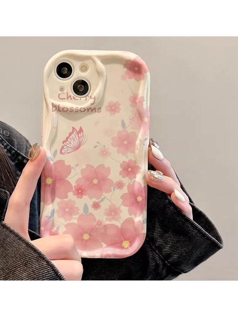 NIBEMINENT White Flower Butterfly Protective TPU Case Cover For iPhone 16 Pro