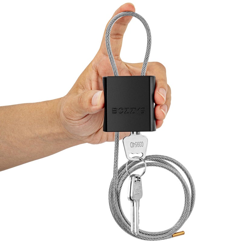 Bozzys Adjustable Cable Padlock With 3 Keys | L 1.15Ft X D 1/6In Aluminum Steel Cable Locks For Bikes  Gate  Lockers & Outdoor Gear | Keyed Different & Black - Image 1