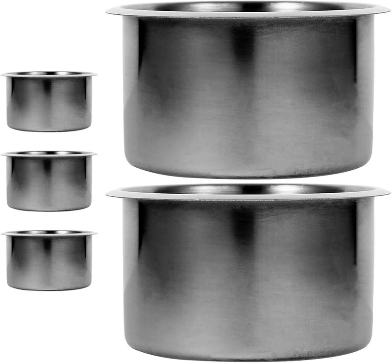 5Pcs Stainless Steel Cup Holder Insert Set 9x5.5cm for Car Boat Motorhome with Drain - Image 1