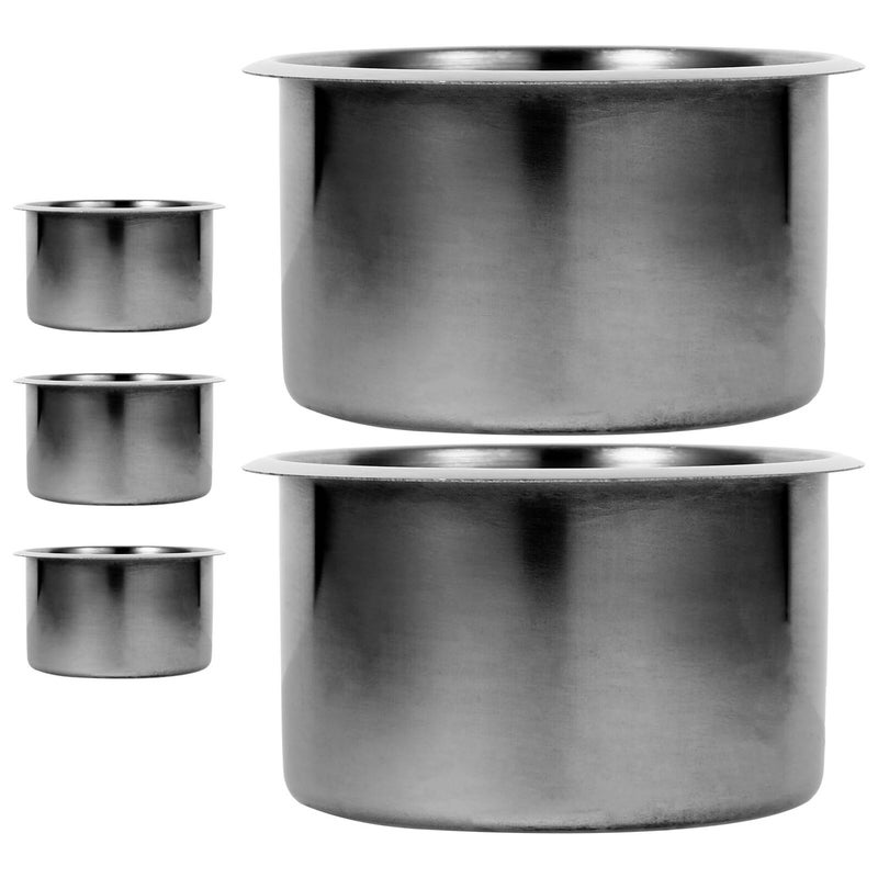 5Pcs Stainless Steel Cup Holder Insert Set 9x5.5cm for Car Boat Motorhome with Drain - Image 2