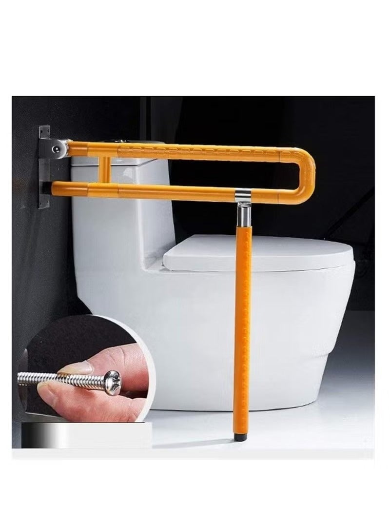 Beauenty Toilet Safety Rail Foldable, Toilet Handrail Adjustable Frame Rails, Folding Toilet Safety Rails for Bathroom with Leg Anti-Slip for Elderly Disabled Pregnant, 75cm,yellow - Image 2