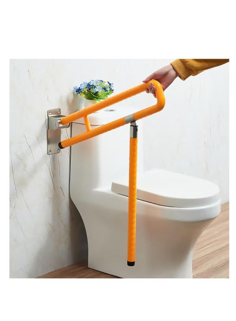Beauenty Toilet Safety Rail Foldable, Toilet Handrail Adjustable Frame Rails, Folding Toilet Safety Rails for Bathroom with Leg Anti-Slip for Elderly Disabled Pregnant, 75cm,yellow - Image 3