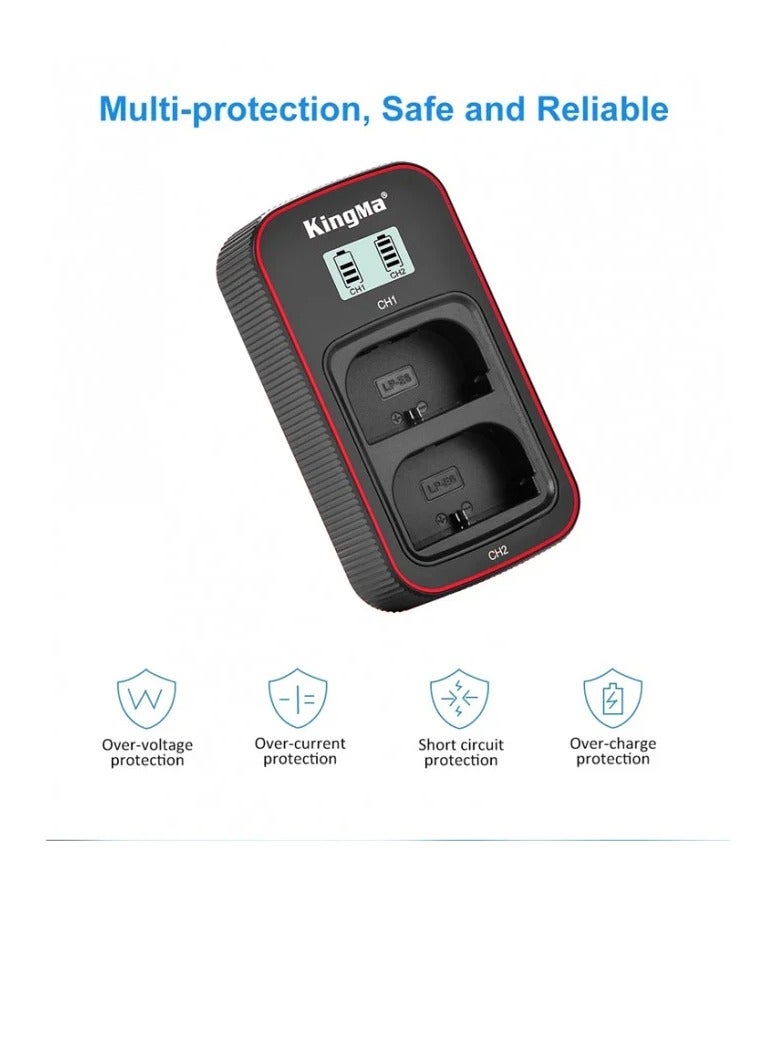 KingMa شاحن مزدوج USB LCD للبطارية LP-E6NH LP-E6N LP-E6 من KingMa مع بطاريتين لكاميرات Canon EOS R5 R6 R 6D 7D 5D3 5D2 5D Mark IV 5DS R 90D 80D 70D 60D - Image 2