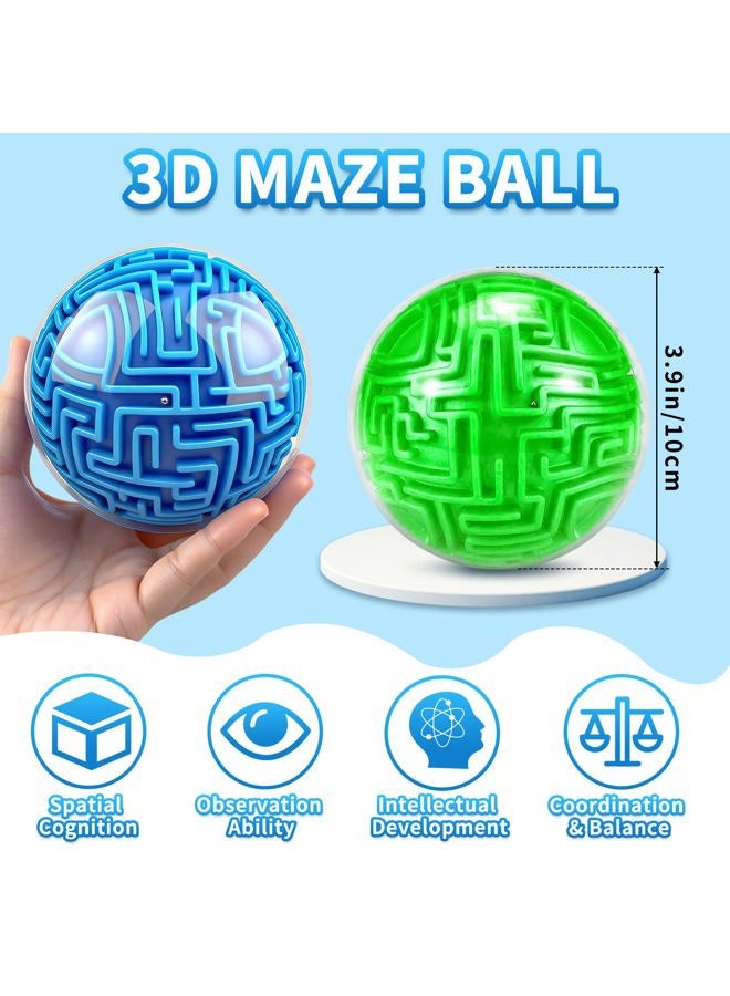 Hymaz 2 Pack 3D Puzzle Maze Ball Games, Memory Game Brain Teasers Mind Intellectual Reaction Speed Training Game for Kids Teens and Adults Gifts, Stocking Fillers for Teenage Boys Girls (Blue+Green) - Image 2