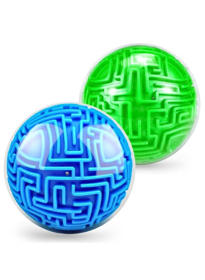 Hymaz 2 Pack 3D Puzzle Maze Ball Games, Memory Game Brain Teasers Mind Intellectual Reaction Speed Training Game for Kids Teens and Adults Gifts, Stocking Fillers for Teenage Boys Girls (Blue+Green) - Image 1