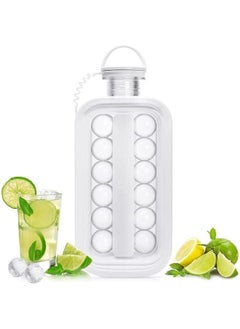 HOOKOR Ice Cube Tray, Portable Ice Cube Mold Flask, Sphere Ice Ball Maker With Lid Makes 17 Round Ice Cubes Mold, Reusable Silicone Ice Cube Mold For Freezer Coffee, Tea, Cola, Juice，No BPA (White)  - Image 1