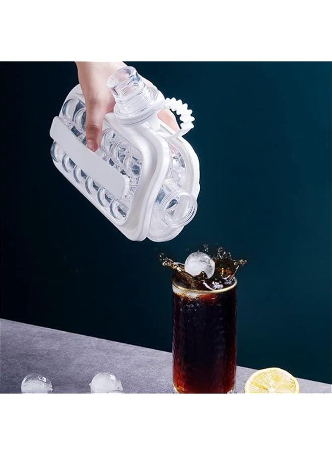 HOOKOR - Ice Cube Tray, Portable Ice Cube Mold Flask, Sphere Ice Ball Maker With Lid Makes 17 Round Ice Cubes Mold, Reusable Silicone Ice Cube Mold For Freezer Coffee, Tea, Cola, Juice，No BPA (White) - Image 1