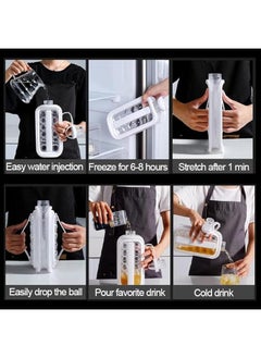 HOOKOR Ice Cube Tray, Portable Ice Cube Mold Flask, Sphere Ice Ball Maker With Lid Makes 17 Round Ice Cubes Mold, Reusable Silicone Ice Cube Mold For Freezer Coffee, Tea, Cola, Juice，No BPA (White)  - Image 4