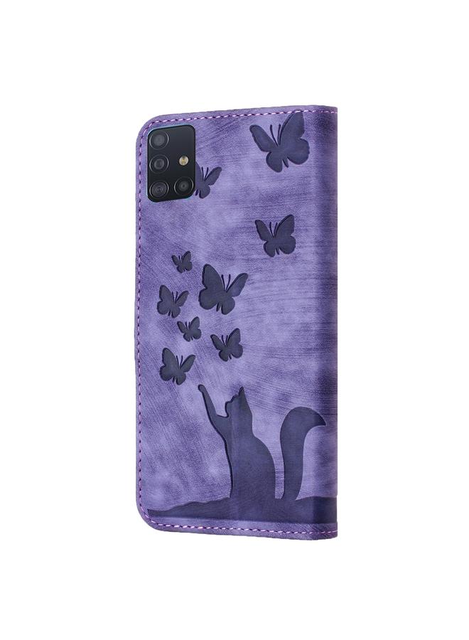 S-TOP Case For Samsung Galaxy A71 4G Butterfly Cat Embossing Flip Leather Phone Case - Image 3