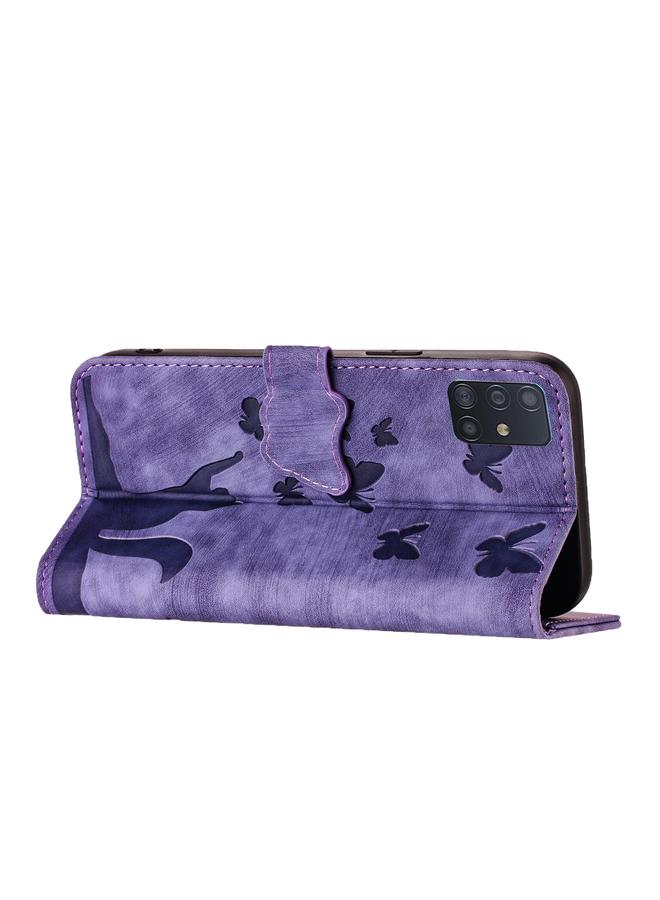 S-TOP Case For Samsung Galaxy A71 4G Butterfly Cat Embossing Flip Leather Phone Case - Image 5