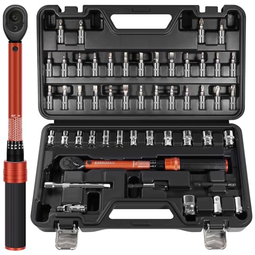GIREORAN 50PCS Bike Torque Wrench Set, 1/4 Inch Torque Wrench(1~25 Nm/8.9~221.3 in-lb), 72-Tooth Gear, Dual-Direction Click Type, 0.1 Nm Micro, Inch Pound Torque Wrench with Bit Sockets, Bike Tool Kit - Image 1