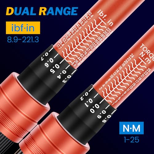 GIREORAN 50PCS Bike Torque Wrench Set, 1/4 Inch Torque Wrench(1~25 Nm/8.9~221.3 in-lb), 72-Tooth Gear, Dual-Direction Click Type, 0.1 Nm Micro, Inch Pound Torque Wrench with Bit Sockets, Bike Tool Kit - Image 3