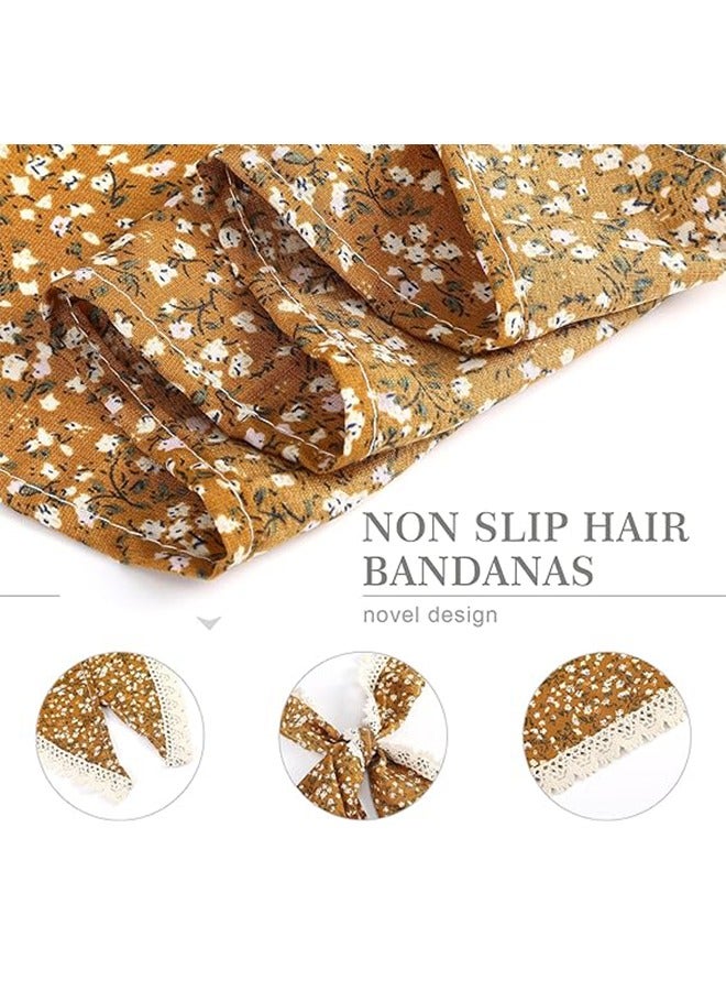 Generic 3Pcs Floral Head Scarf, Hair Bandanas, Head Kerchief, Vintage Boho Hair Scarf, Chiffon Hair Scarf with Ties, Flower Mesh Lightweight Triangular Hair Scarves For Women Girls - Image 3