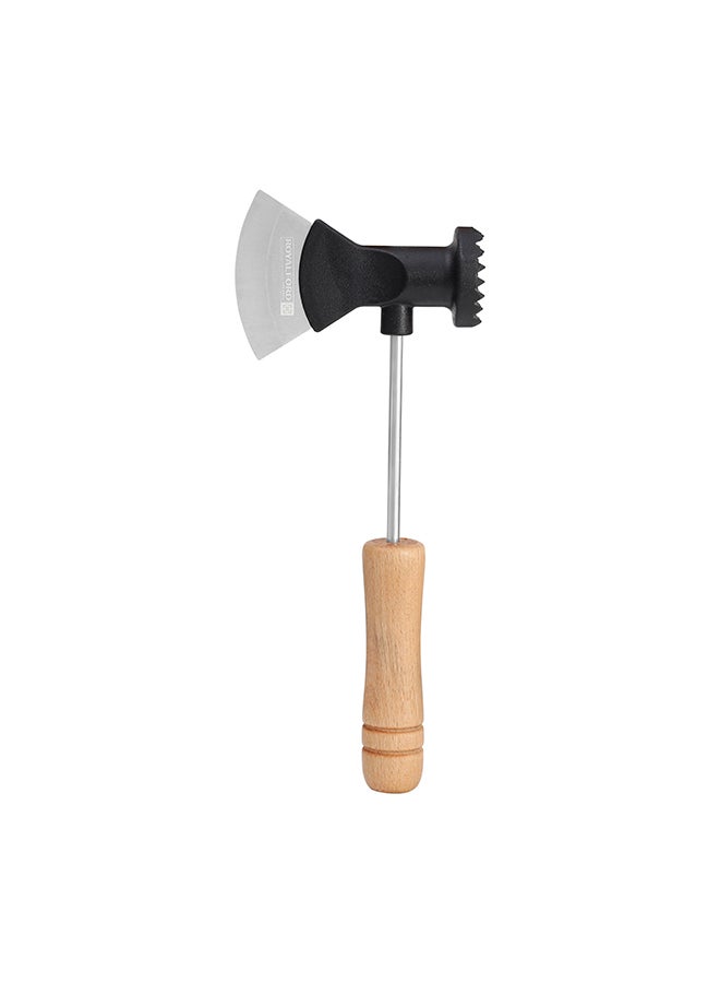 Royalford 2-in-1 Meat Tenderizer with Axe Knife RF12453 Beech Wood Handle, Stylish and Long Classic Design, Chop and Tenderise Meat Pieces, Used for Steak, Chicken, Fish Multicolor - Image 1