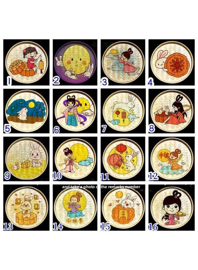 Loquat Props Art Guangxi Dustpan Material Bag Painting Material DIY Drying March 3 Dustpan Production Activities-Colour:【mid-autumn Festival】 26 Dustpan Line Drawings + 1 Set Of Painting Materials - Image 1