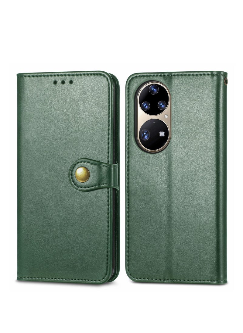 For Huawei P50 Magnetic Stand Flip Case Vintage Style PU Leather Flap with ID  Credit Card Slot Cash Pocket Stand Case