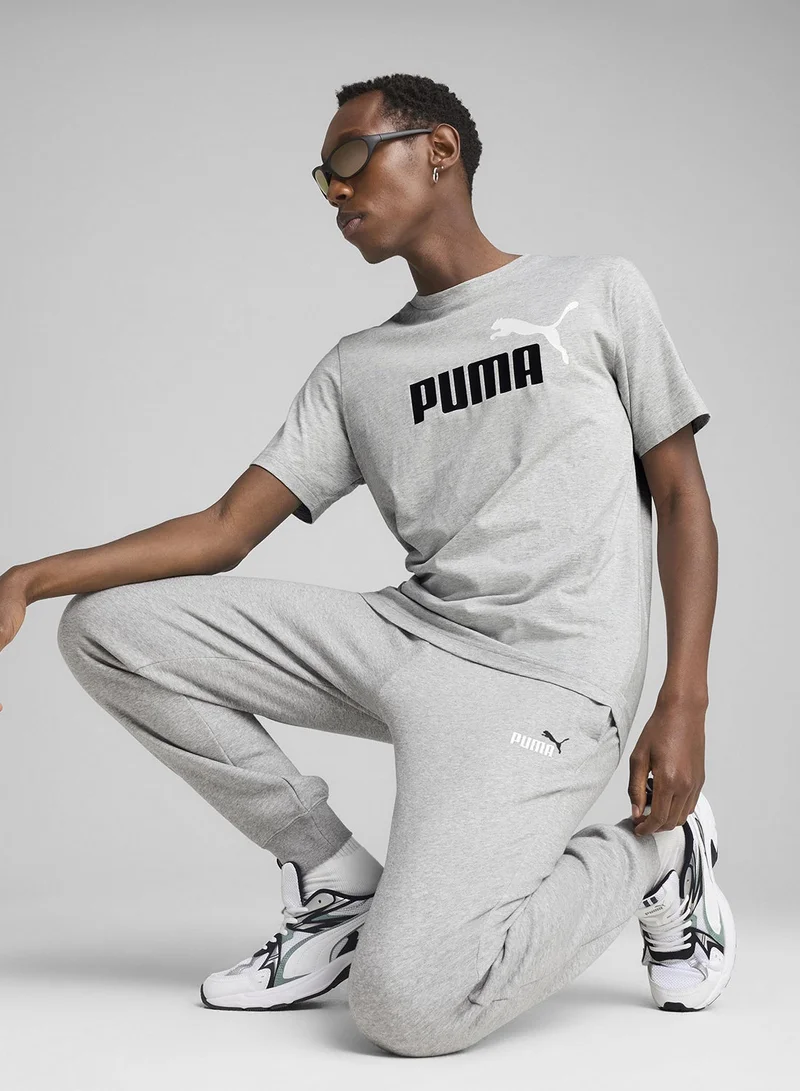 PUMA light gray heather Essential Color Logo T-Shirt for Men | Best Price UAE