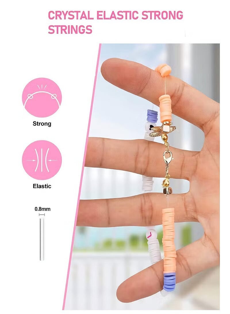 Uthriyya 6000+ Clay Beads for Bracelet Making Kit - DIY Jewelry Set with Pendant Charms, Elastic Strings, 24 Colors Flat Preppy Beads for Bracelets, Necklace, Earrings - Image 5