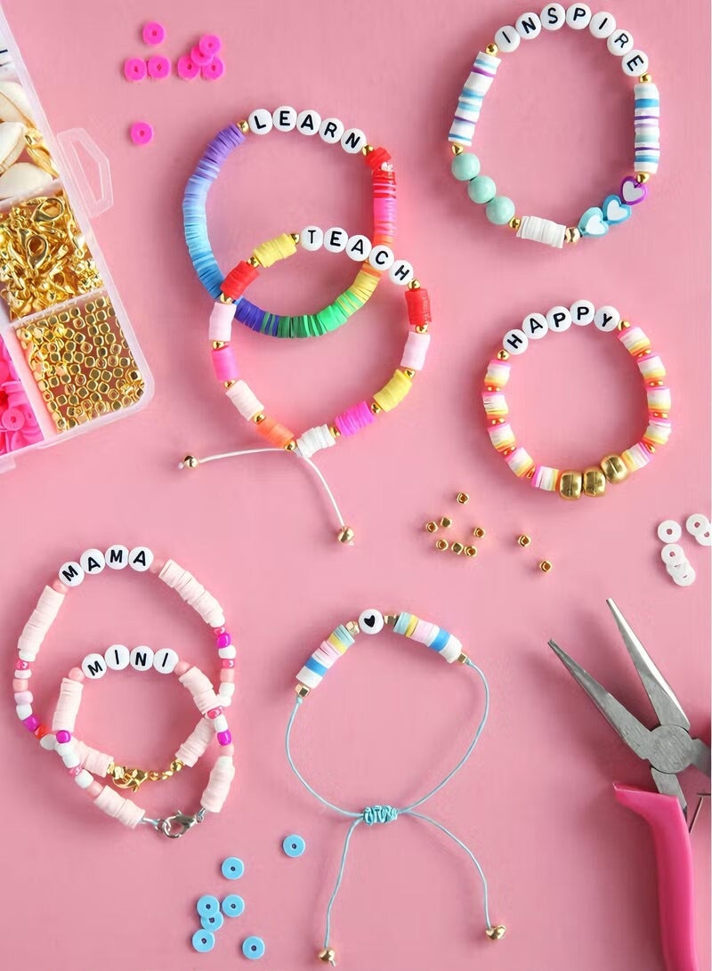 Uthriyya 6000+ Clay Beads for Bracelet Making Kit - DIY Jewelry Set with Pendant Charms, Elastic Strings, 24 Colors Flat Preppy Beads for Bracelets, Necklace, Earrings - Image 4