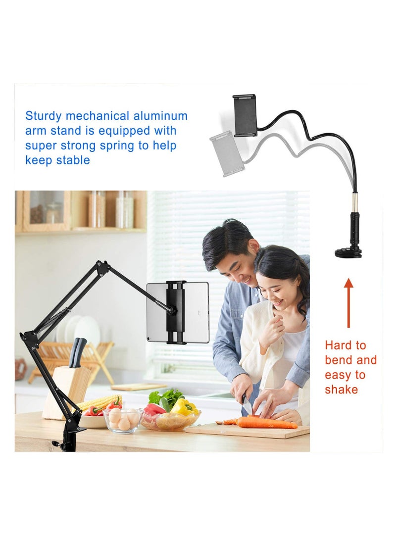 Tablet Stand Adjustable,Foldable Tablet Stand for Bed,Aluminum Universal Flexible Tablet Holder with 360 Degree Rotation for iPad/iPhoneX/iPad Pro/N-Switch,or Other 4.5~12.9 Inches Devices (Black) - Image 4