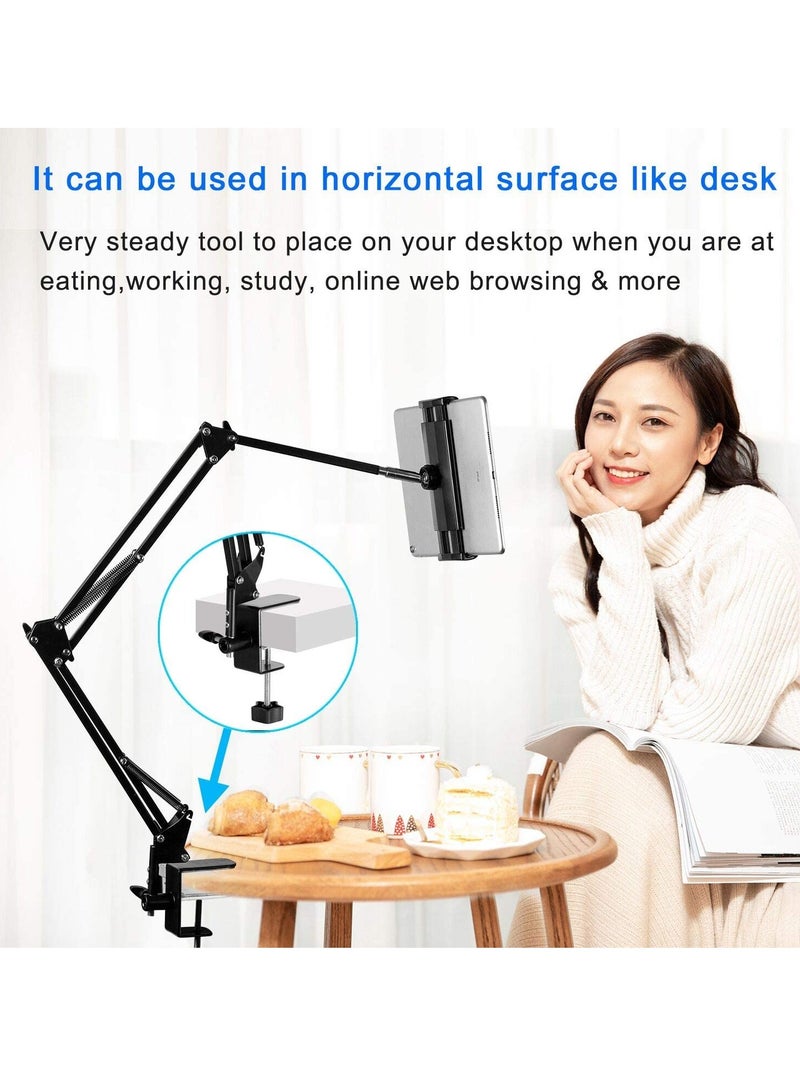 Tablet Stand Adjustable,Foldable Tablet Stand for Bed,Aluminum Universal Flexible Tablet Holder with 360 Degree Rotation for iPad/iPhoneX/iPad Pro/N-Switch,or Other 4.5~12.9 Inches Devices (Black) - Image 2