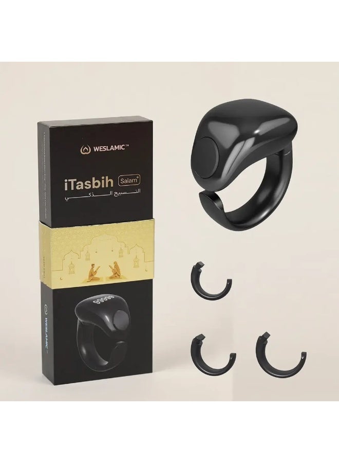 WESLAMIC Smart Tasbih Ring (Faith) with OLED Display – Zikr Counter, Prayer Reminder, Bluetooth, Wireless Charging, Waterproof, 5 Sizes - Image 1