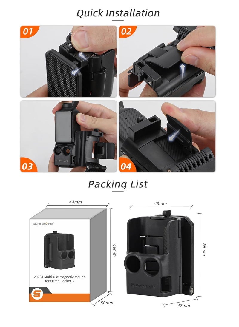 Sunnylife - Multifuctional Magnetic Bracket Mount Compatible with DJI OSMO Pocket 3 Expansion Adapter Magnet Steering Holder Bracket,DJI OSMO Pocket 3 Accessories - Image 1