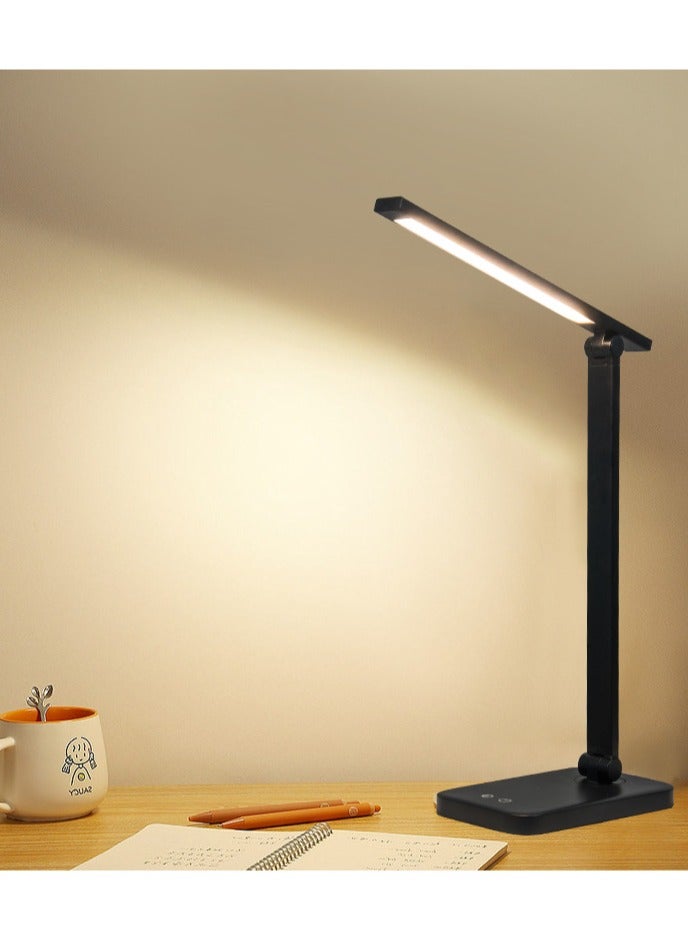 LED Desk Lamp with USB Charging Port Whole White for Home Office Essentials Table Lamp with Eye-Caring 3 Color Temperature Touch Control Stepless Dimming Desk Light for College Dorm - Image 2
