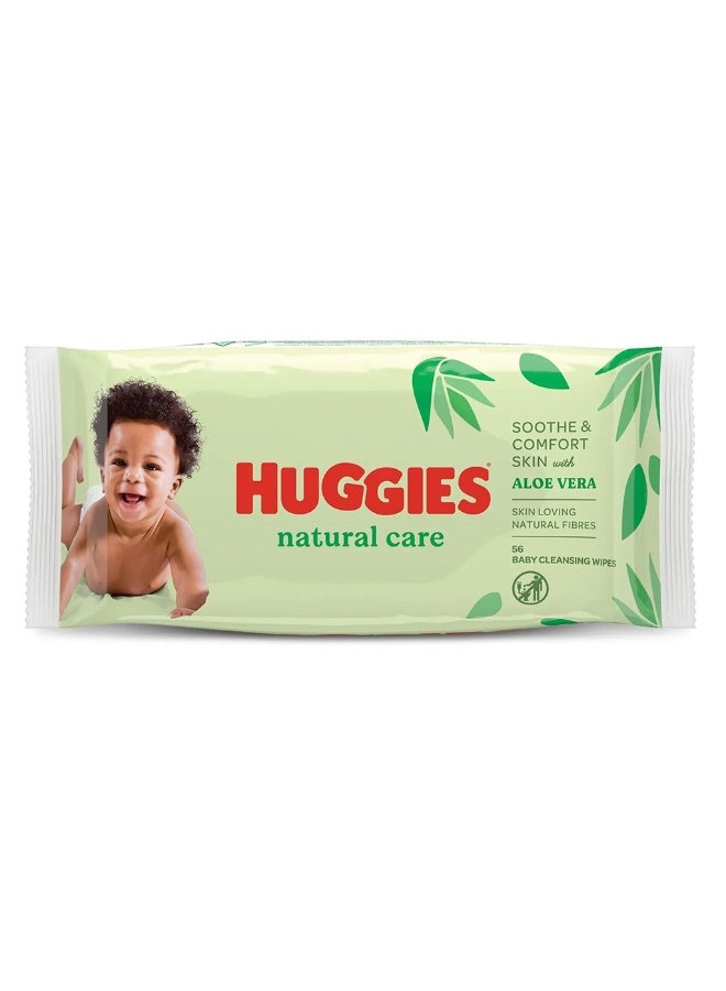 HUGGIES Natural Care Baby Wet Wipes With Aloe Vera, Pack of 56’s