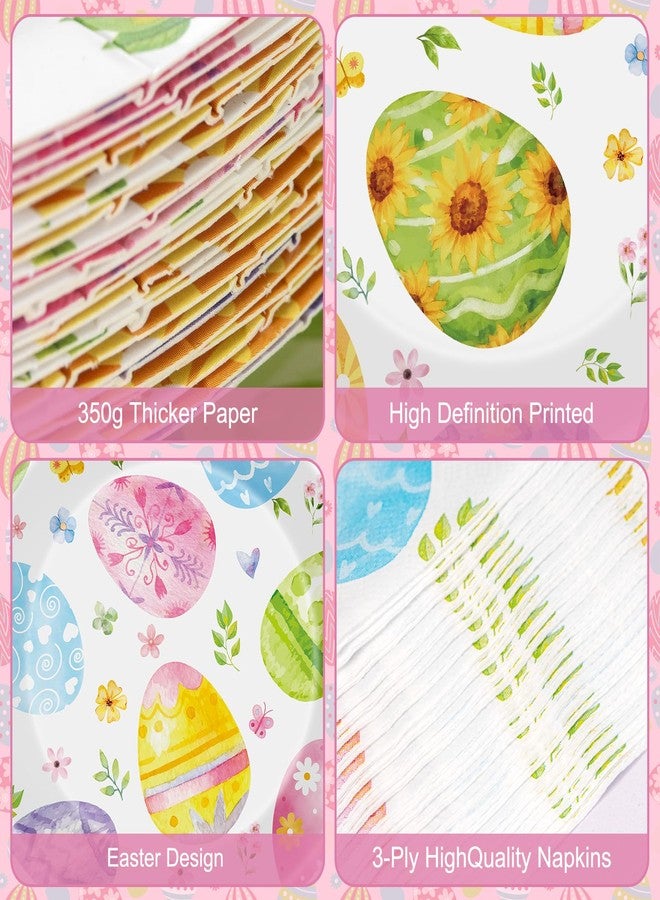 Litmitfu 150 Pack Happy Easter Plates and Napkins Sets - Disposable Spring Paper Plates Napkins Dinnerware, Watercolor Easters Eggs Dessert Dinner Plate for Easter Party Supplies Table Decorations, Serve 50 - Image 4