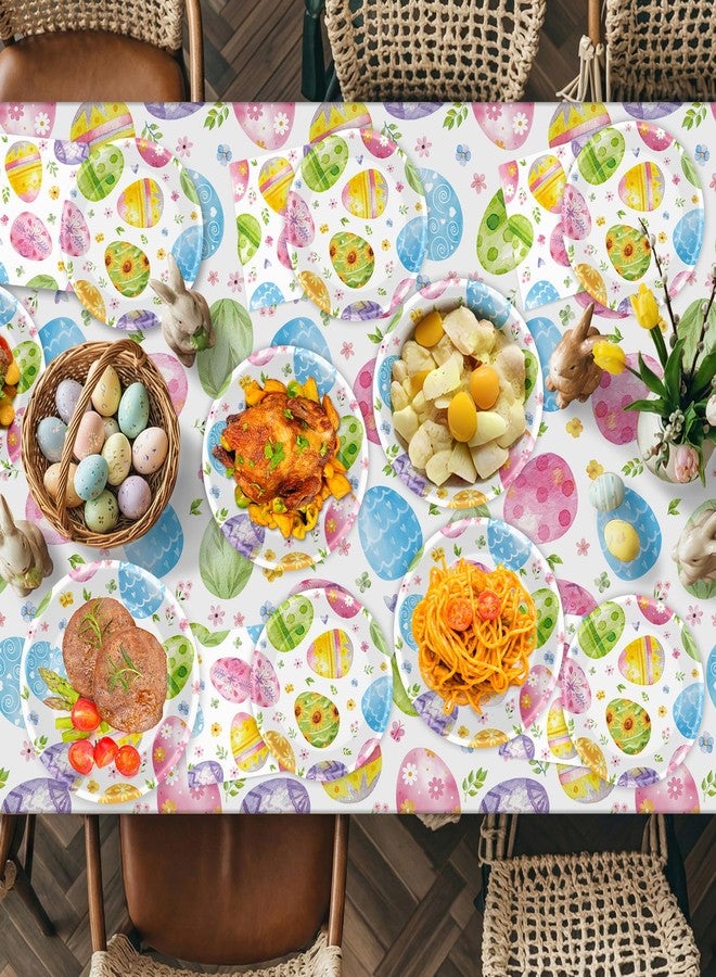 Litmitfu 150 Pack Happy Easter Plates and Napkins Sets - Disposable Spring Paper Plates Napkins Dinnerware, Watercolor Easters Eggs Dessert Dinner Plate for Easter Party Supplies Table Decorations, Serve 50 - Image 2