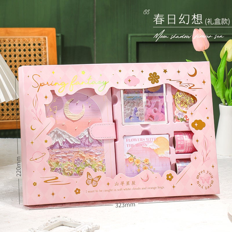 Vintage Oil Painting Hand Book Suit Gift Box High Beauty Value Notebook Stationery Girl Cute Hand Book Girl Day - Image 1
