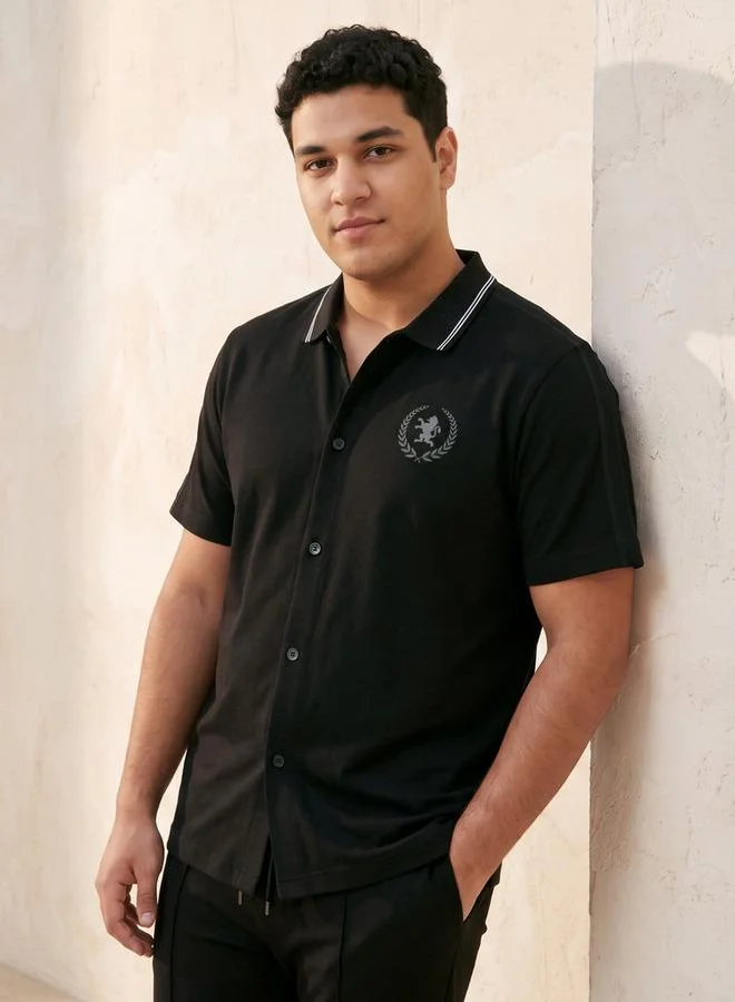 Maxim Maxim Plus Regular Fit Collared Panelled Short Sleeves Shirt