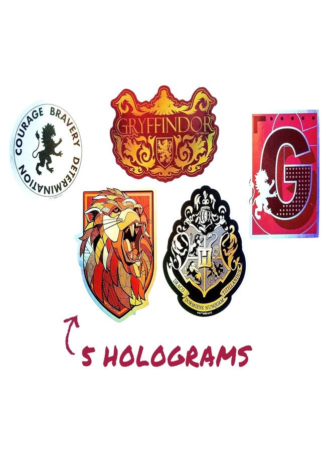 CONQUEST Harry Potter Gryffindor Hogwarts House Vinyl Sticker Decal Pack, 60-Count, 5 Hologram Stickers, Waterproof, UV & Scratch-Resistant, Decals for Laptops, Water Bottles, Notes & More, Officially Licensed - Image 4