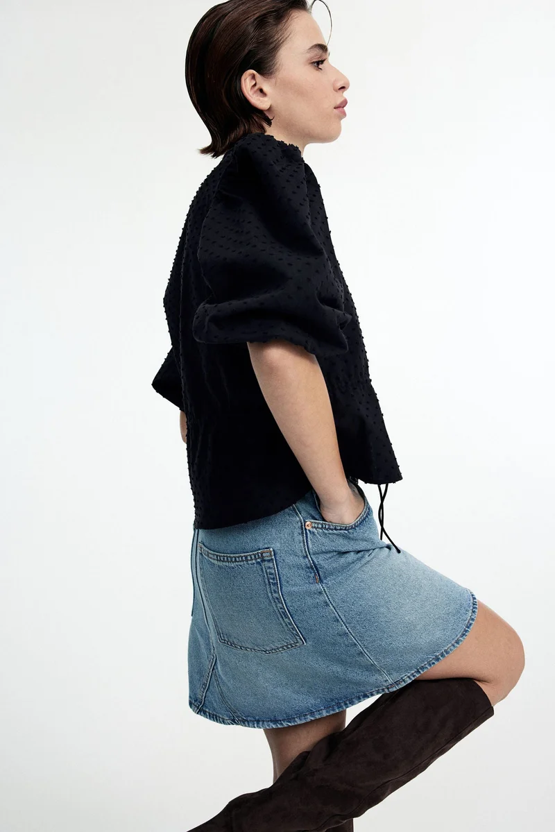 H&M Puff-sleeved cotton blouse