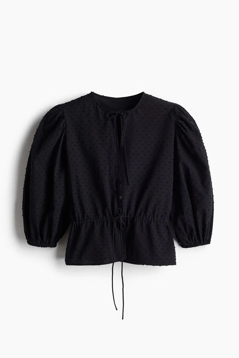 H&M Puff-sleeved cotton blouse